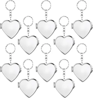 10 Pcs Compact Mirror Portable Metal Folding Mirror with Key Ring for Pockets Bags Wallets Travel Toiletries Gifts - Heart
