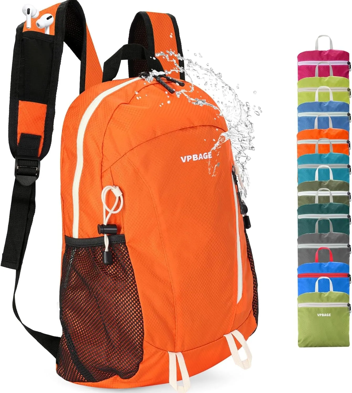 15L Water-resistant Hiking Daypack, Small Backpack Travel Outdoor, Lightweight Day Pack with Tool Loops