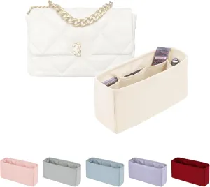 19 Bag Organizer Insert, Purse Organizer with Silky Satin Compatible with Chanel 19 Flap26 Bag, Lightweight Inner Bag for Luxury Bags (Craie, Flap26)
