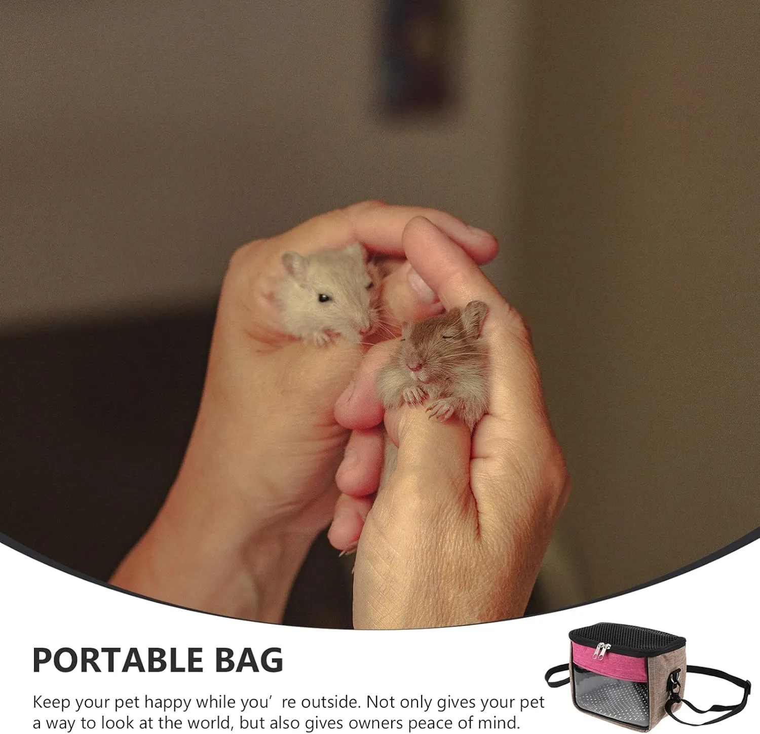 1pc Hamster Out Bag Outdoor Hedgehog Handbag Hamster Outdoor Bag Squirrel Sling Pet Carrier Cat Shoulder Bag Purses Hamster Carrier Bag Small Container Pink Small Dog Travel