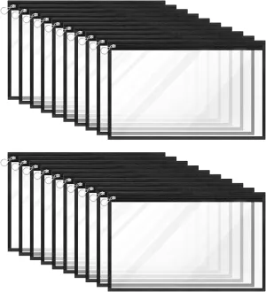 20 Pack Clear Zipper Pouches PVC Waterproof Envelopes Clear Zipper Bags Folder Storage Pouch Document File Organization Bags Multi-Purpose Makeup Bag for Travel Office Home Organize, 11.5 X 7 Inches