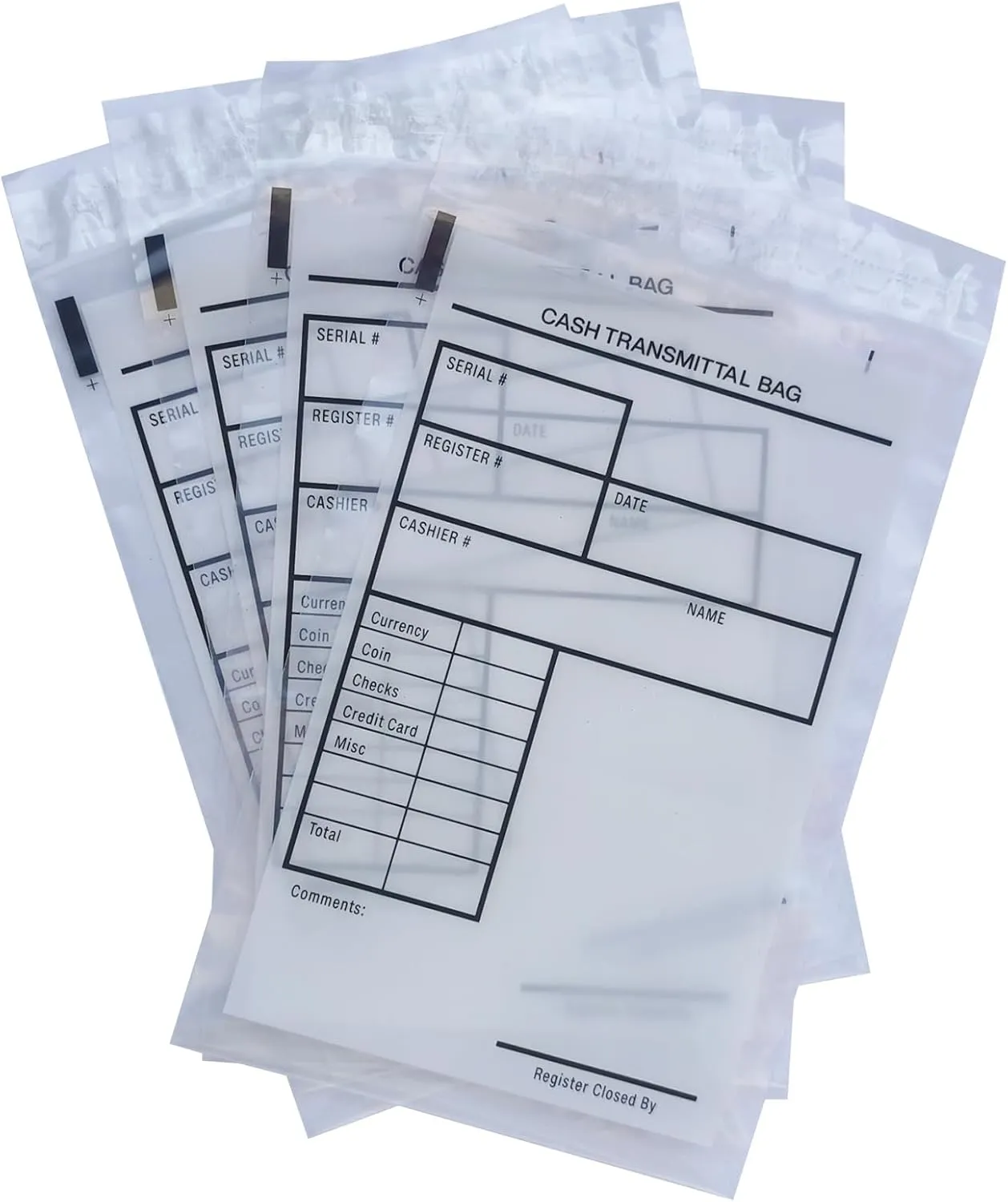 200 Pack 6"x 9" Clear Bank Deposit Cash Bags, Plastic Tamper Evident Bags with Write-On Surface & Self-Adhesive Seal for Secure Money, Coin, Checks Receipts