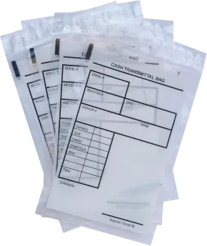 200 Pack 6"x 9" Clear Bank Deposit Cash Bags, Plastic Tamper Evident Bags with Write-On Surface & Self-Adhesive Seal for Secure Money, Coin, Checks Receipts