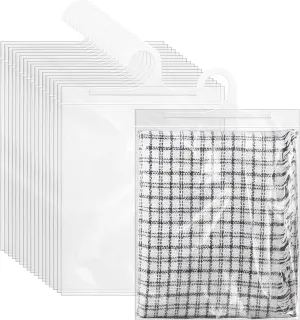 24 Pcs Hanging Storage Bags, Reusable Clear Hanging Bags, Hook Hanging Bags for Classroom, Library, Pharmacy, Armoire, Bathroom(10'' x 12.5'')