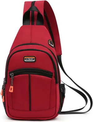 3 Ways Backpack Purse Waterproof Sling Crossbody Bag Travel Daypack for Men Women (Red)