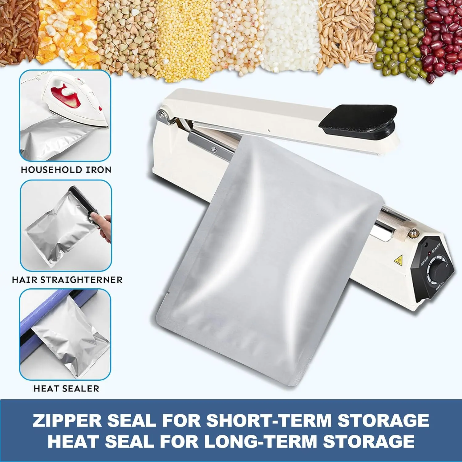30PCS 2Gallon 17"X13" Mylar Bags for Food Storage with Oxygen Absorbers&Lables,10 Mil Thick Resealable Stand-Up Zipper&Heat Sealable Bags for Long Term Food Storage,Dried Food