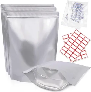 30PCS 2Gallon 17"X13" Mylar Bags for Food Storage with Oxygen Absorbers&Lables,10 Mil Thick Resealable Stand-Up Zipper&Heat Sealable Bags for Long Term Food Storage,Dried Food
