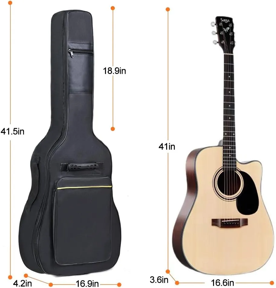 41 Inch Padded Acoustic Guitar Backpack Water-Resistant Thick Gig Bag Soft Cover Black Electric Guitar Gear Bag Kids Guitar Travel Case Dual Adjustable Shoulder Strap Bag with Zipper