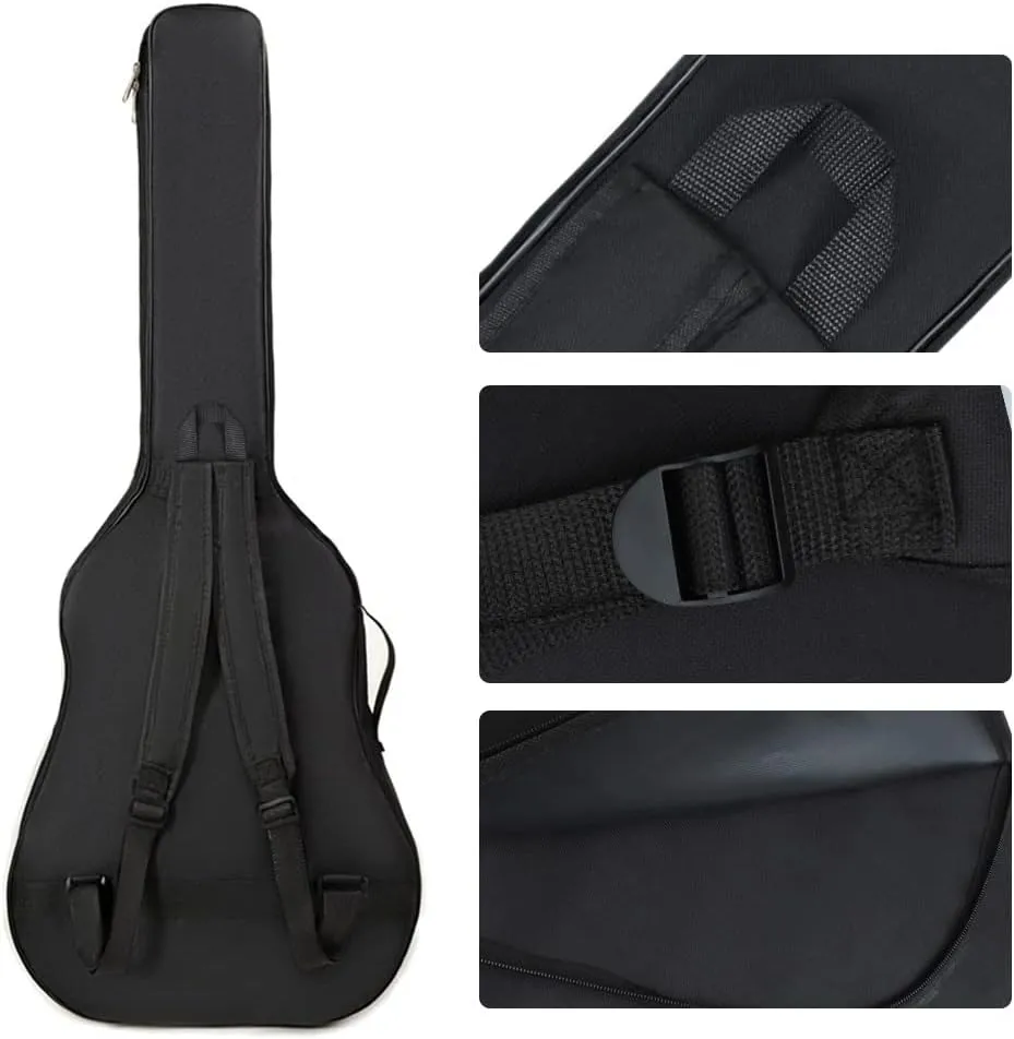41 Inch Padded Acoustic Guitar Backpack Water-Resistant Thick Gig Bag Soft Cover Black Electric Guitar Gear Bag Kids Guitar Travel Case Dual Adjustable Shoulder Strap Bag with Zipper