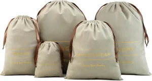 5 Set Travel Organizer Bags | Packing Pouches | Luggage Organizers | Labeled Organizers for Suitcase | Travel Packing Bags for Underwear, Shoes, Laundry, Accessories | Organizers with Drawstrings