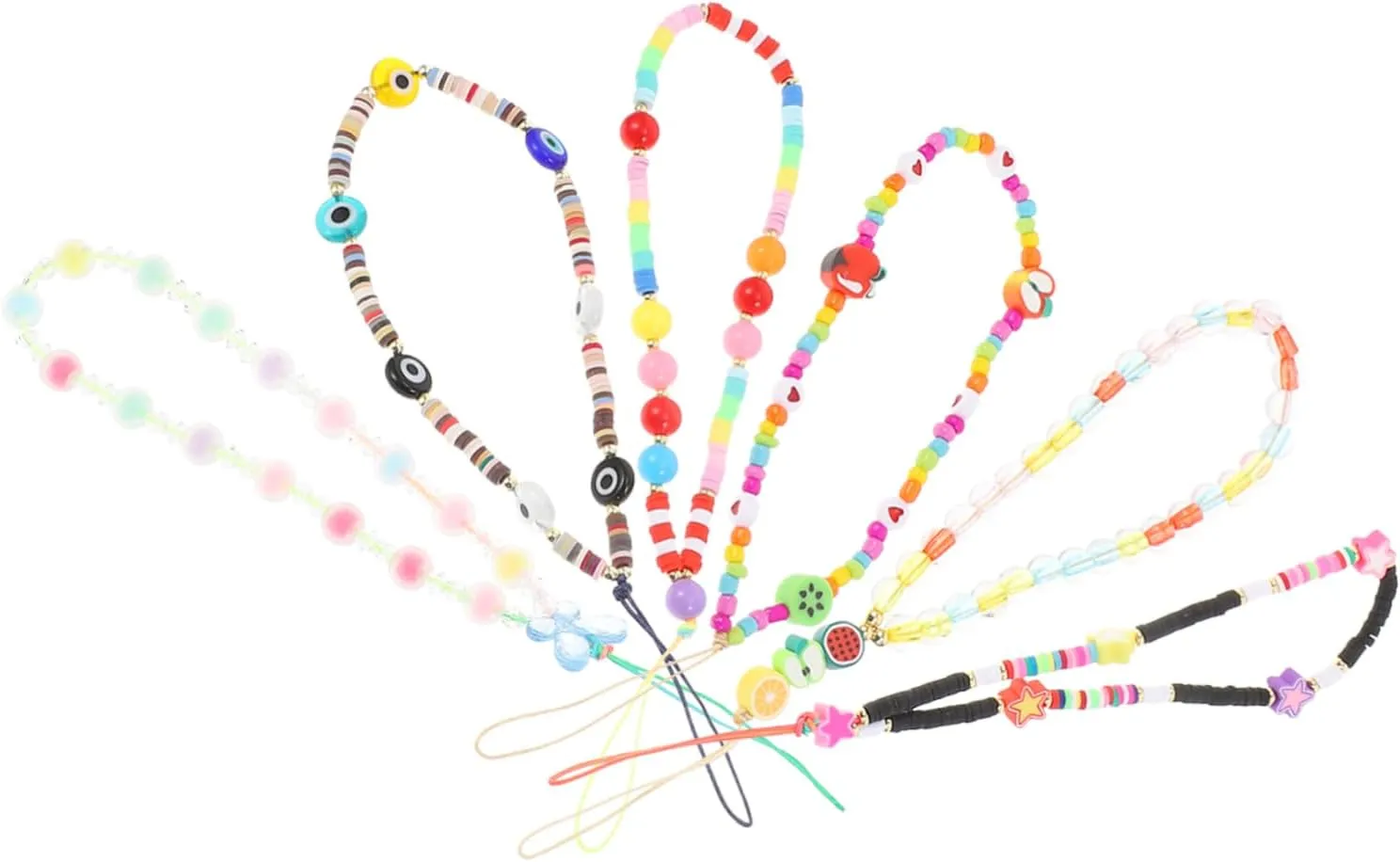 6Pcs Beaded Phone Lanyards Detachable Smartphone Chains for Easy Carrying for Mobile Phones Cameras and Lightweight Accessories