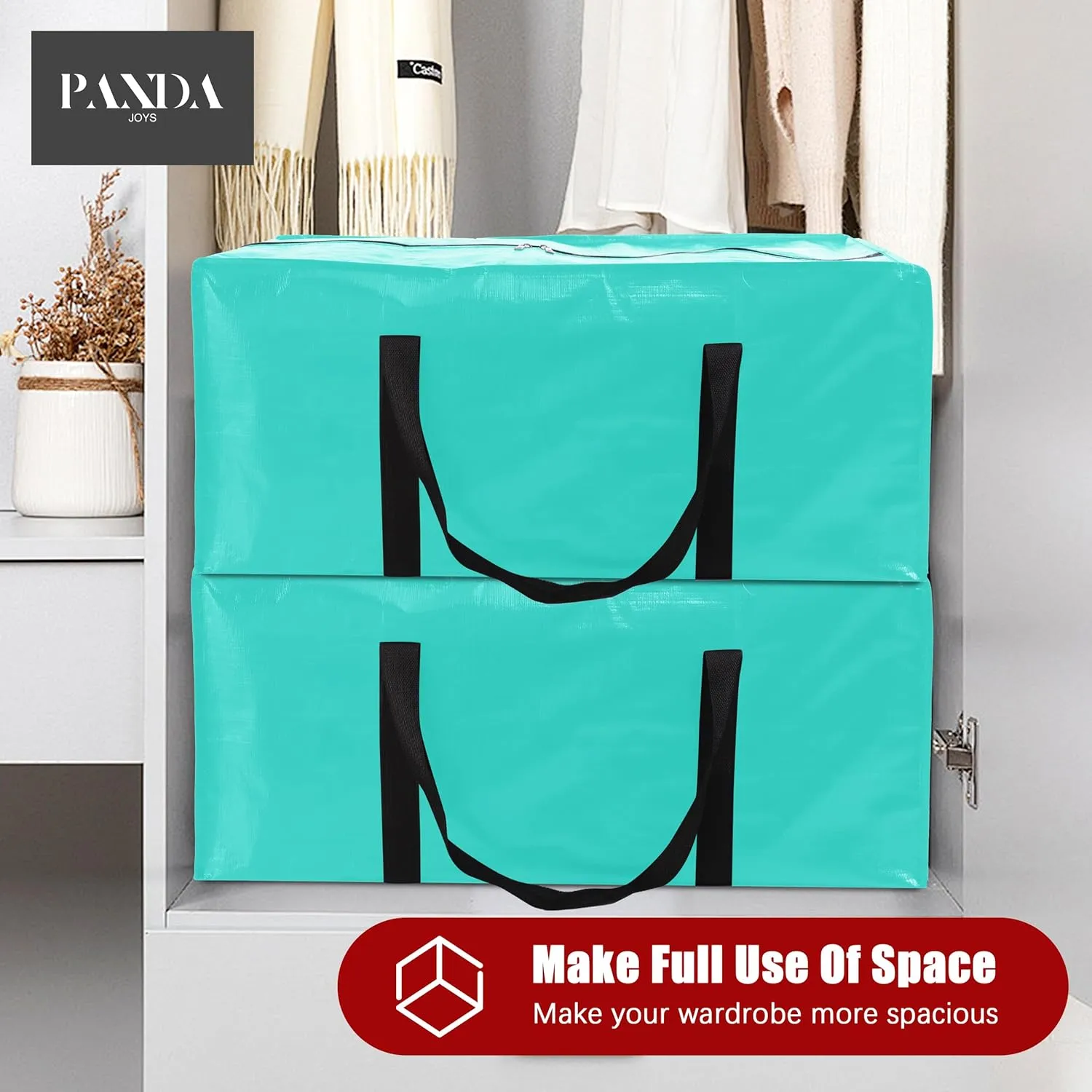 8 Pack Extra Large Moving Bags with Zippers & Carrying Handles, Heavy-Duty Storage Tote for Space Saving Moving Storage, Fold Flat, Alternative to Box and Bin,Aquamarine