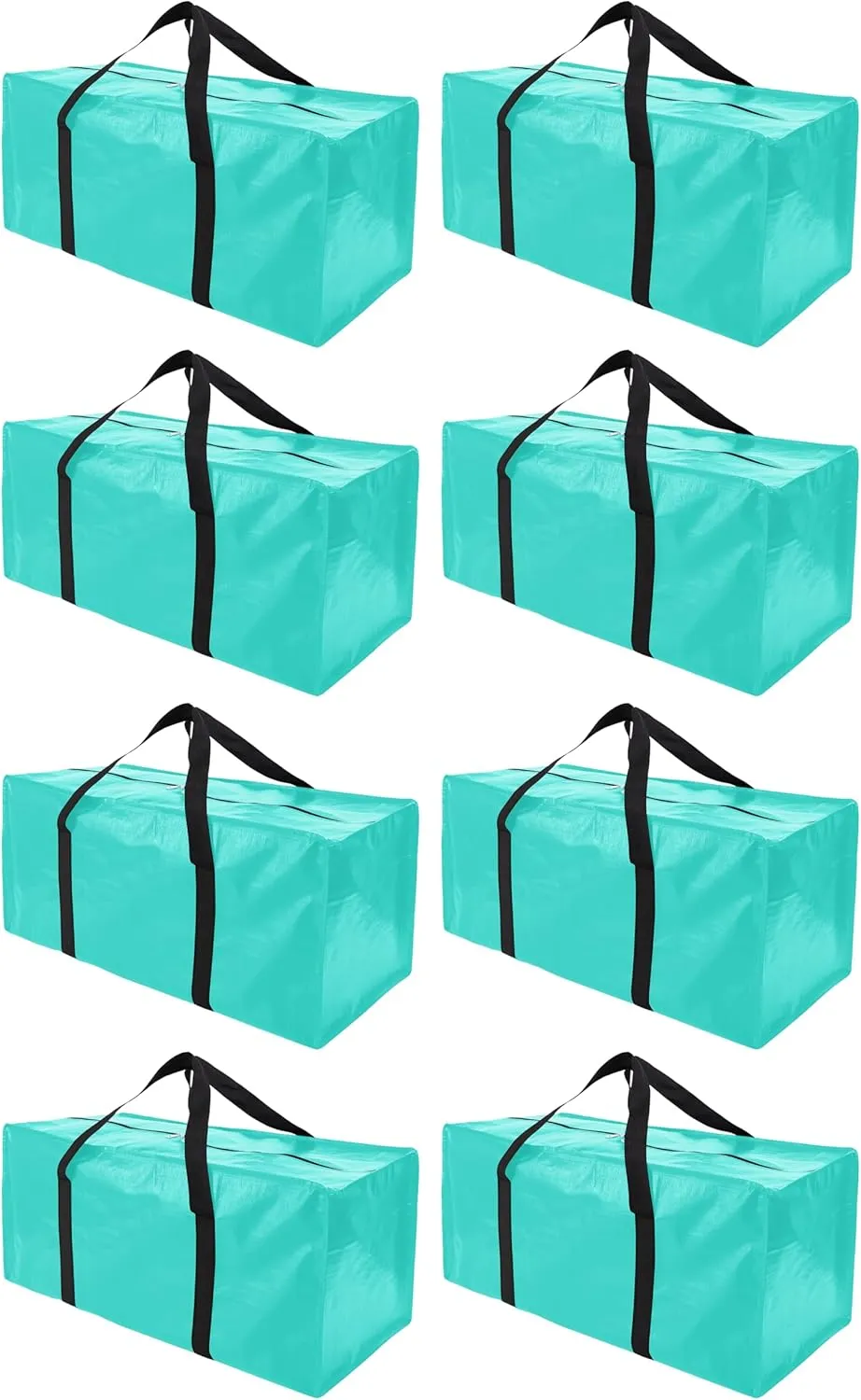 8 Pack Extra Large Moving Bags with Zippers & Carrying Handles, Heavy-Duty Storage Tote for Space Saving Moving Storage, Fold Flat, Alternative to Box and Bin,Aquamarine