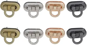 8PCS Zinc Alloy Twist Locks Magnetic Practical Mortise Lock for Handbags Purses Clutches and Bags Assorted Colors