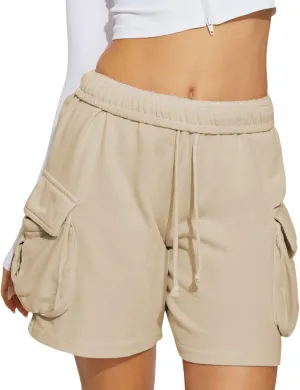ABOCIW Womens Sweat Shorts with Pockets Elastic Waist Summer Workout Casual Lounge Shorts