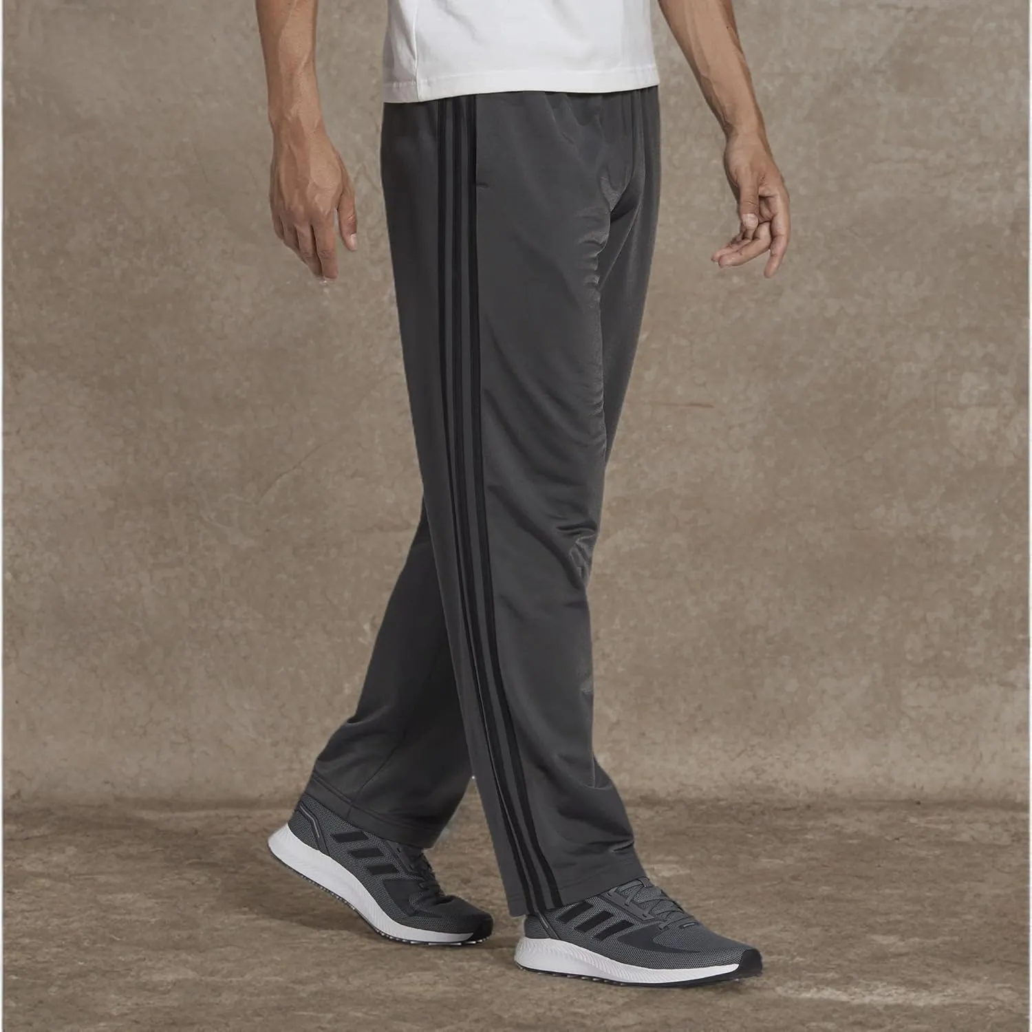 adidas Men's Essentials Warm-up Open Hem 3-stripes Tracksuit Bottoms, Black-white,
