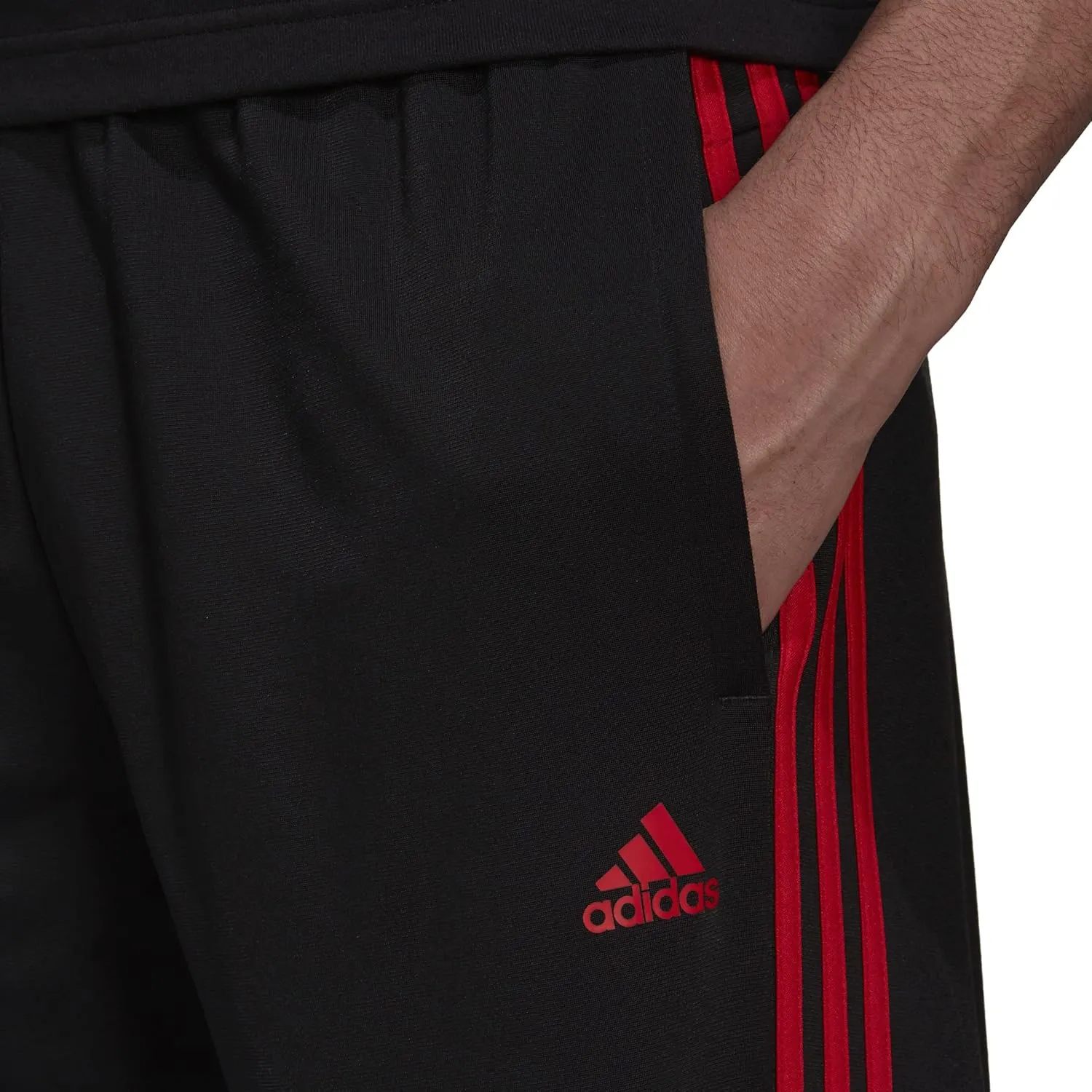 adidas Men's Essentials Warm-up Open Hem 3-stripes Tracksuit Bottoms, Black-white,