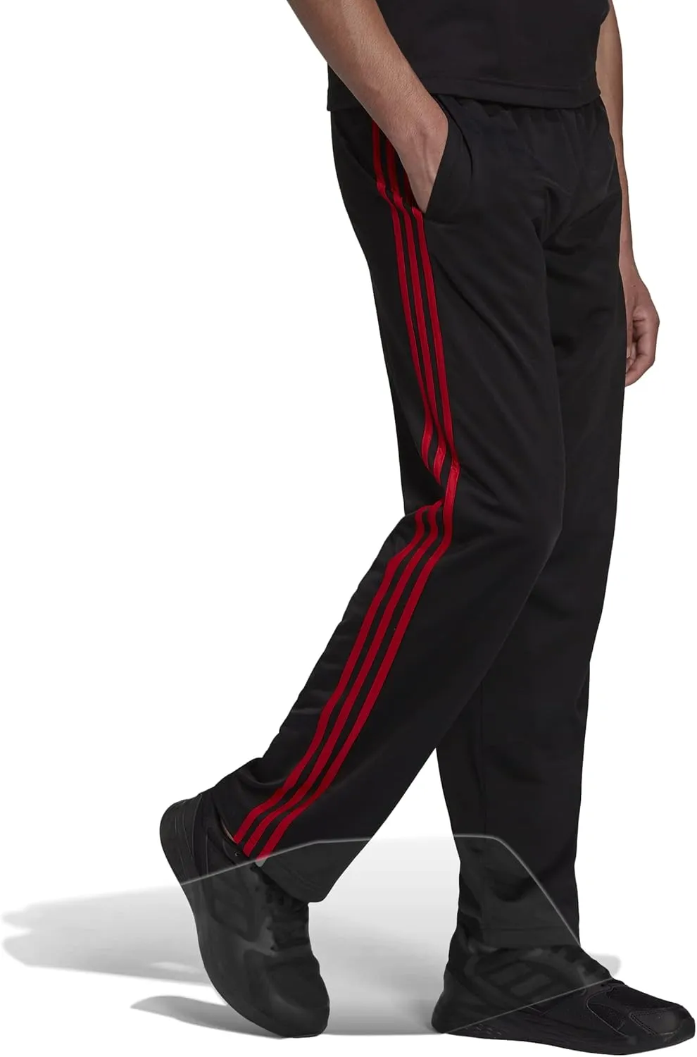 adidas Men's Essentials Warm-up Open Hem 3-stripes Tracksuit Bottoms, Black-white,