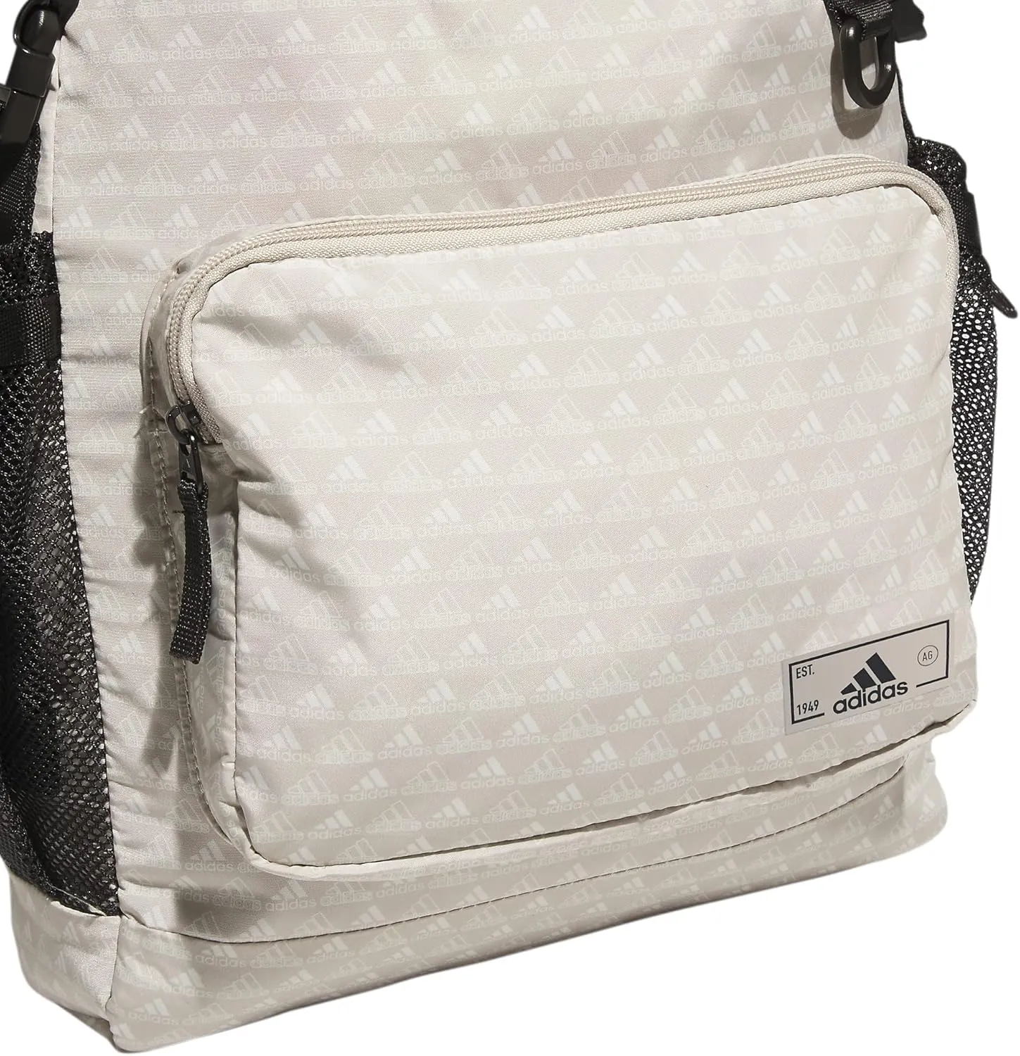 adidas Saturday Sport Fashion Compact Small Size Backpack, BOS Mini Monogram Wonder Beige/Black, OSFA