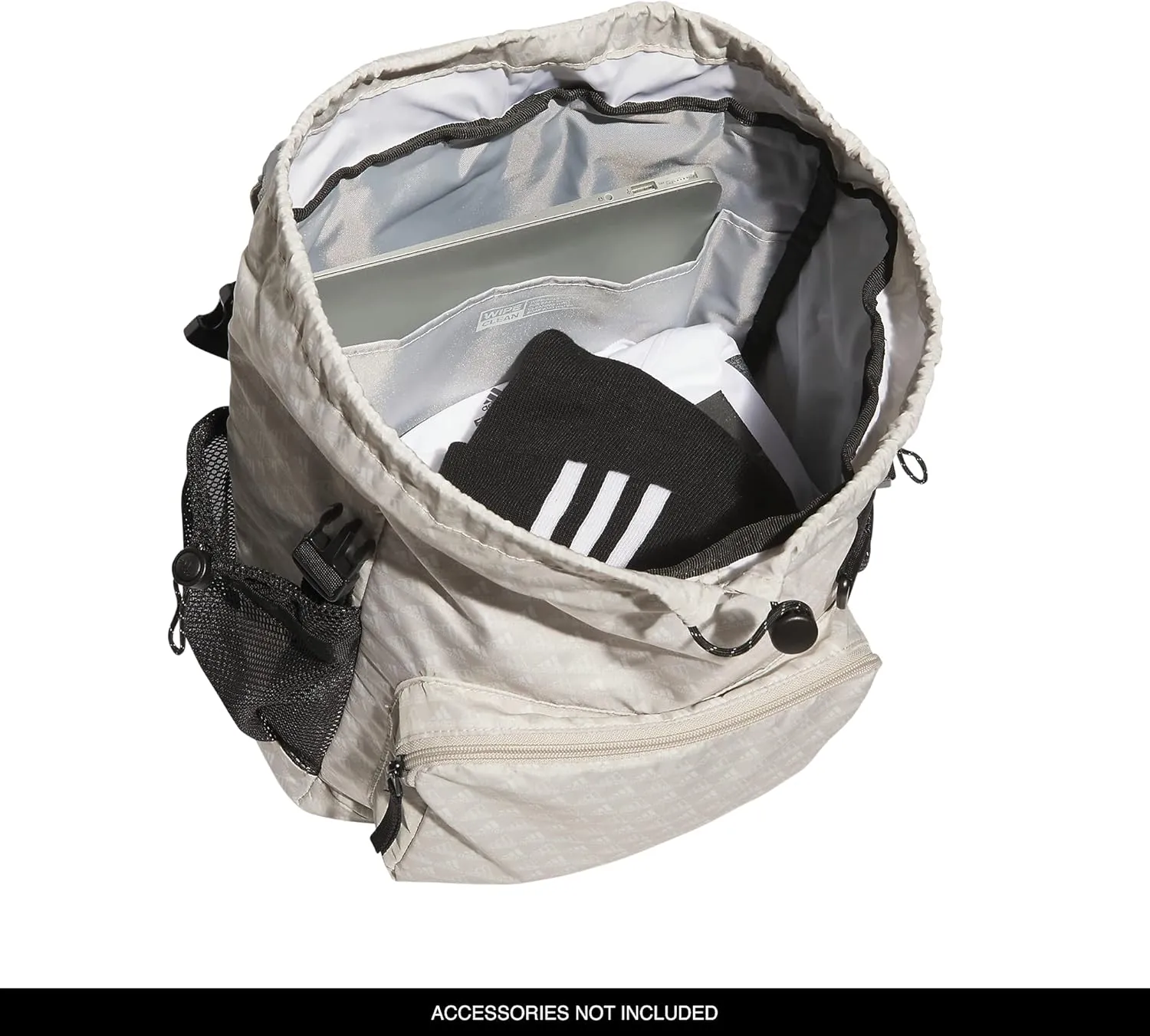 adidas Saturday Sport Fashion Compact Small Size Backpack, BOS Mini Monogram Wonder Beige/Black, OSFA
