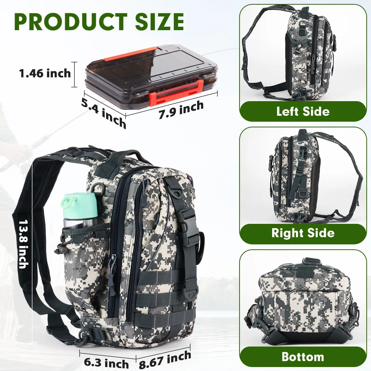 Aertiavty Fishing Backpack, Fishing Bag with Tackle Box, Compact Fishing Tackle Bag, Fishing Tackle Backpack with Rod Holder for Outdoor Sport Fishing Gifts for Men Women