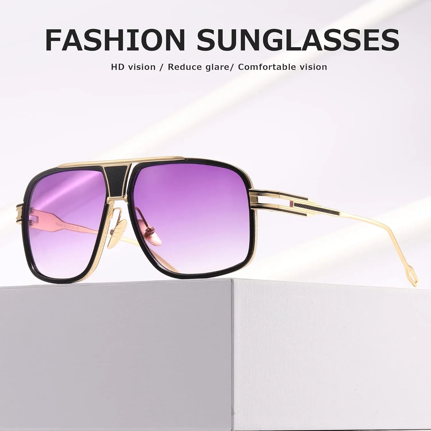 AEVOGUE Sunglasses For Men Goggle Alloy Big Frame Metal Punk Style Shield AE0336