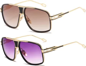 AEVOGUE Sunglasses For Men Goggle Alloy Big Frame Metal Punk Style Shield AE0336
