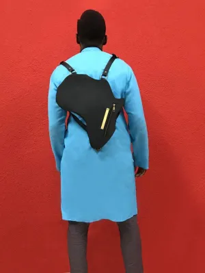 Africa Men Backpack Belt Bags - Africa Backpack for Travel – Africa Shaped Crossbody Leather Backpack with Sturdy Zippers & Multiple Pockets | Black - Large