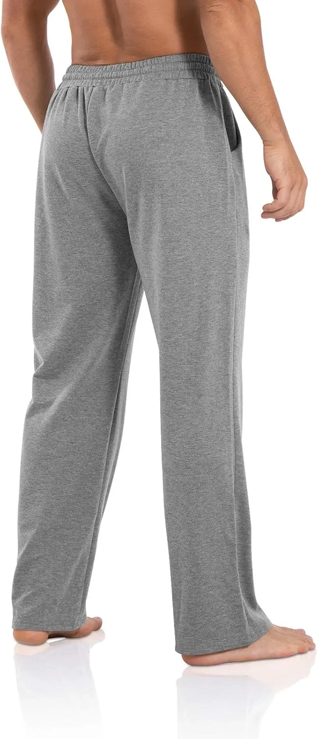 Agnes Urban Men's Joggers Sweatpants Open Bottom Straight Leg Casual Loose Fit Running Athletic Jersey Pants with Pockets