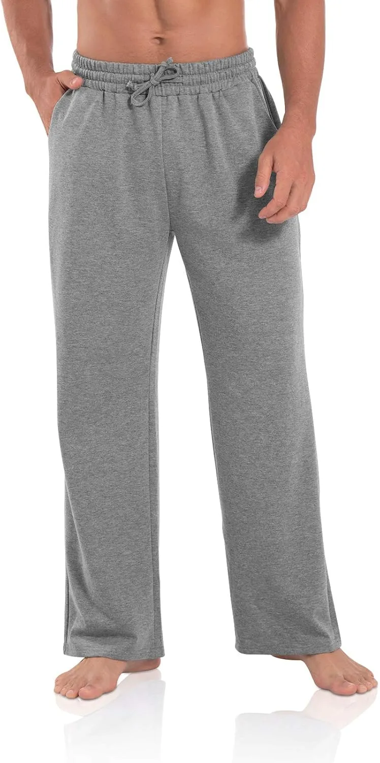 Agnes Urban Men's Joggers Sweatpants Open Bottom Straight Leg Casual Loose Fit Running Athletic Jersey Pants with Pockets