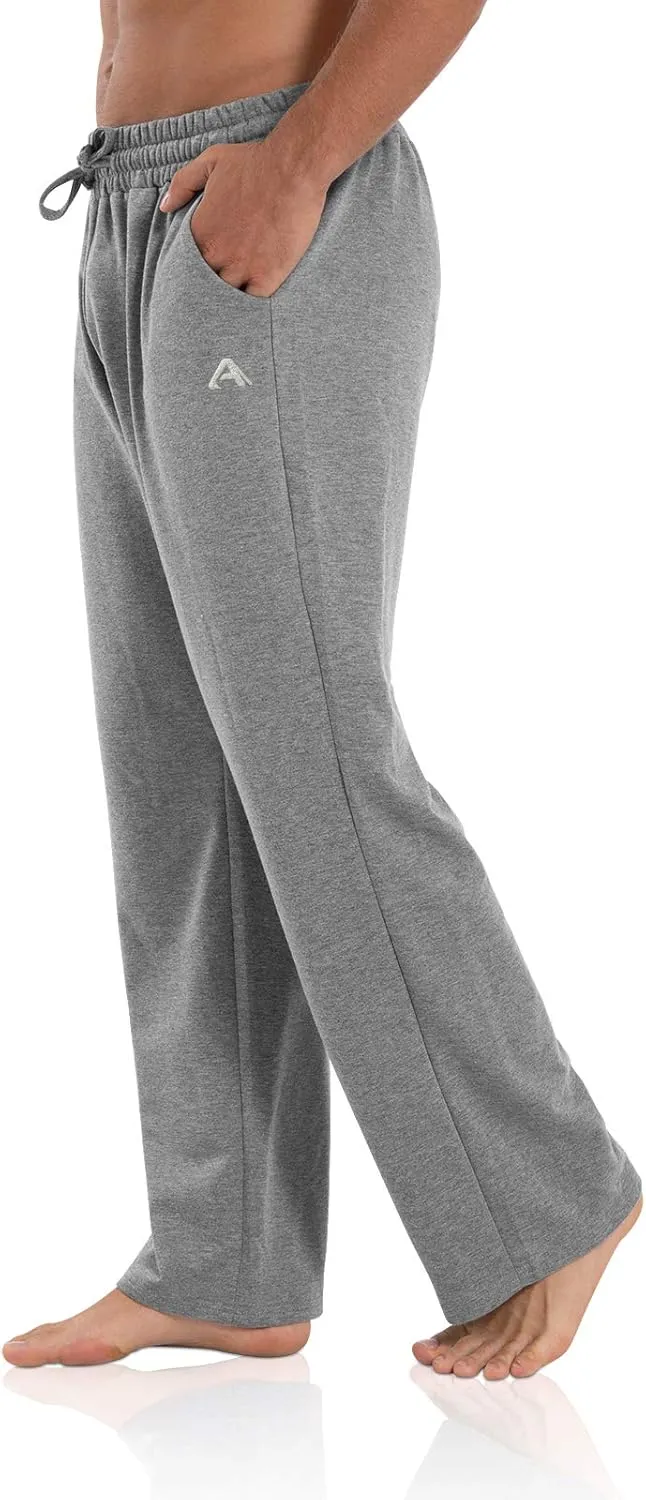 Agnes Urban Men's Joggers Sweatpants Open Bottom Straight Leg Casual Loose Fit Running Athletic Jersey Pants with Pockets