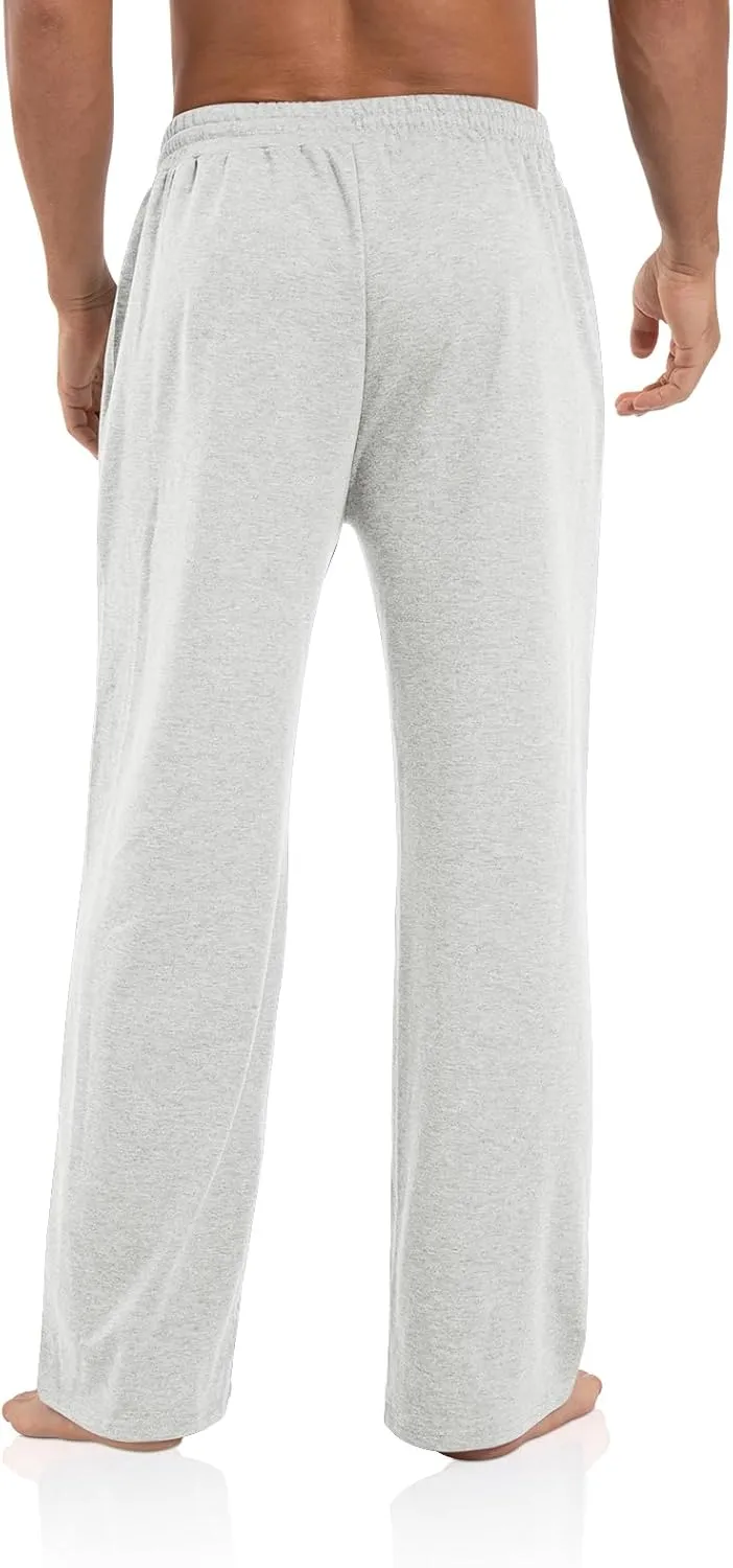 Agnes Urban Men's Joggers Sweatpants Open Bottom Straight Leg Casual Loose Fit Running Athletic Jersey Pants with Pockets