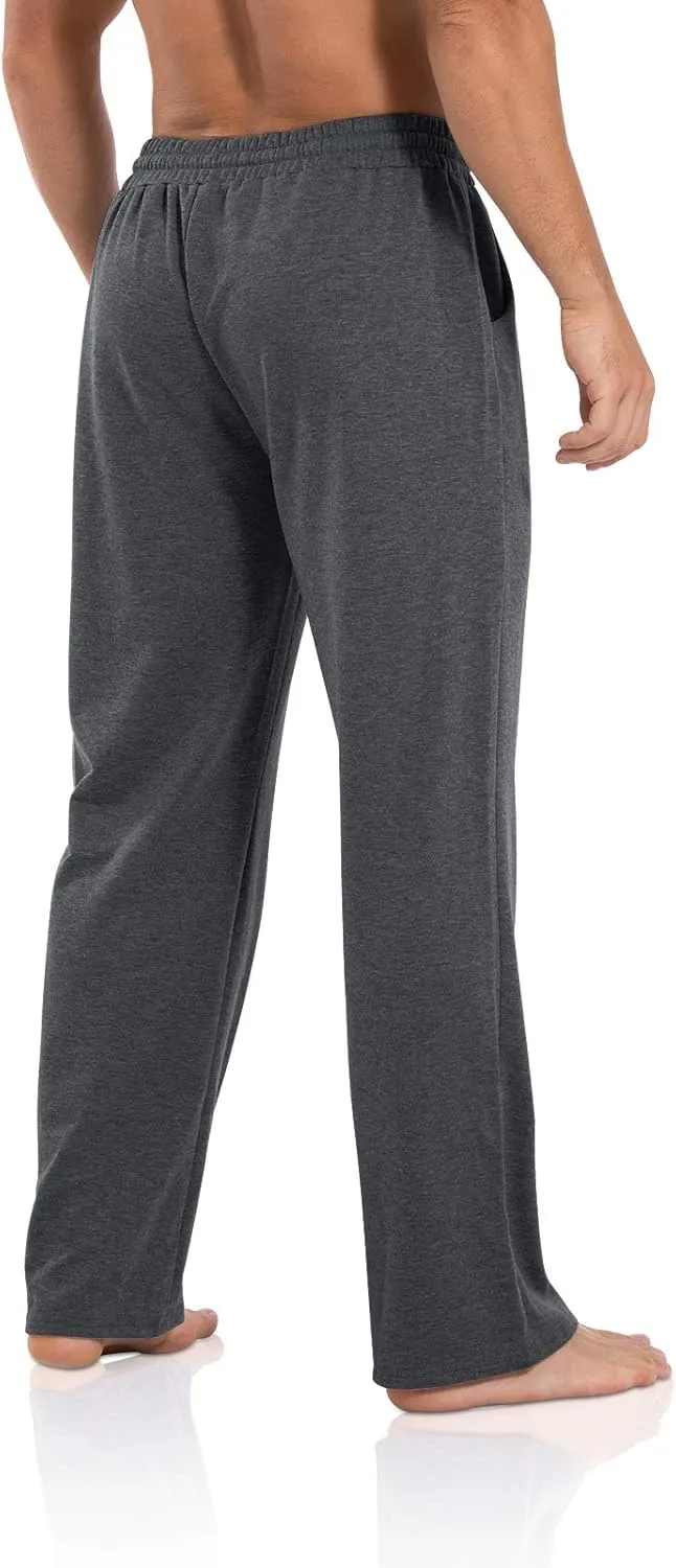 Agnes Urban Men's Joggers Sweatpants Open Bottom Straight Leg Casual Loose Fit Running Athletic Jersey Pants with Pockets