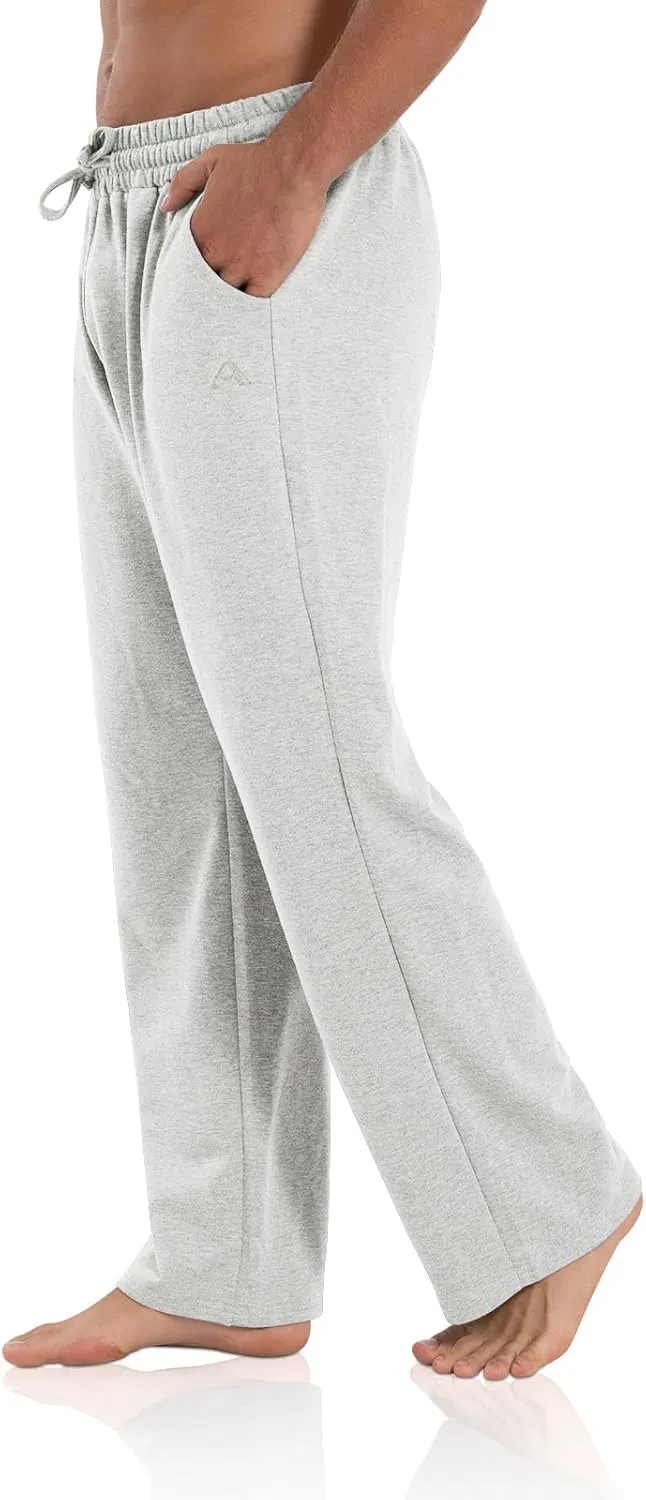 Agnes Urban Men's Joggers Sweatpants Open Bottom Straight Leg Casual Loose Fit Running Athletic Jersey Pants with Pockets