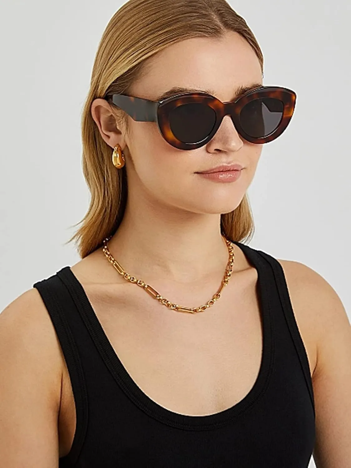 AIEYEZO Oversized Cat Eye Sunglasses for Women Cute Oval Thick Frame Cateye Sun Glasses Chic Retro Style Shades