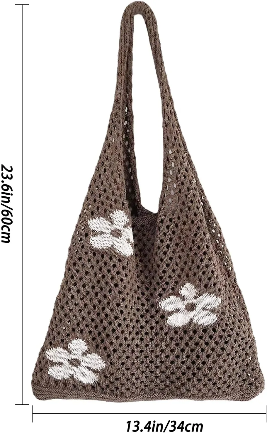 AIYUENCICI Crochet Tote, Fairy Hobo for Women - Y2k Purse, Knitted Shoulder Bag for Girls - Mesh Beach Bags