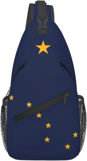 Alaska Crossbody Sling Bag For Women Men State Of Alaska Flag Chest Bag Shoulder Bag Sling Backpack Casual Travel Hiking Daypack