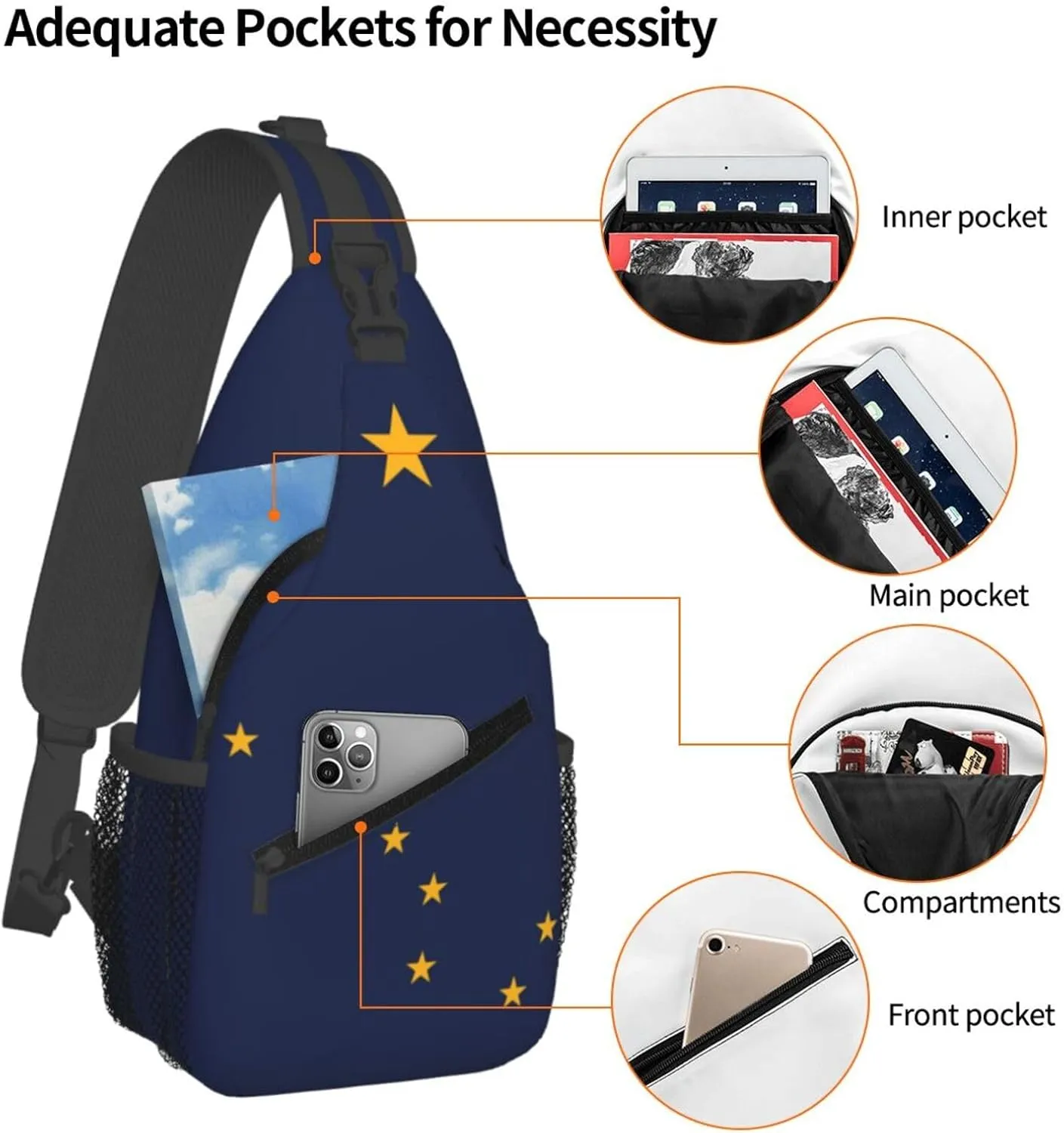 Alaska Crossbody Sling Bag For Women Men State Of Alaska Flag Chest Bag Shoulder Bag Sling Backpack Casual Travel Hiking Daypack