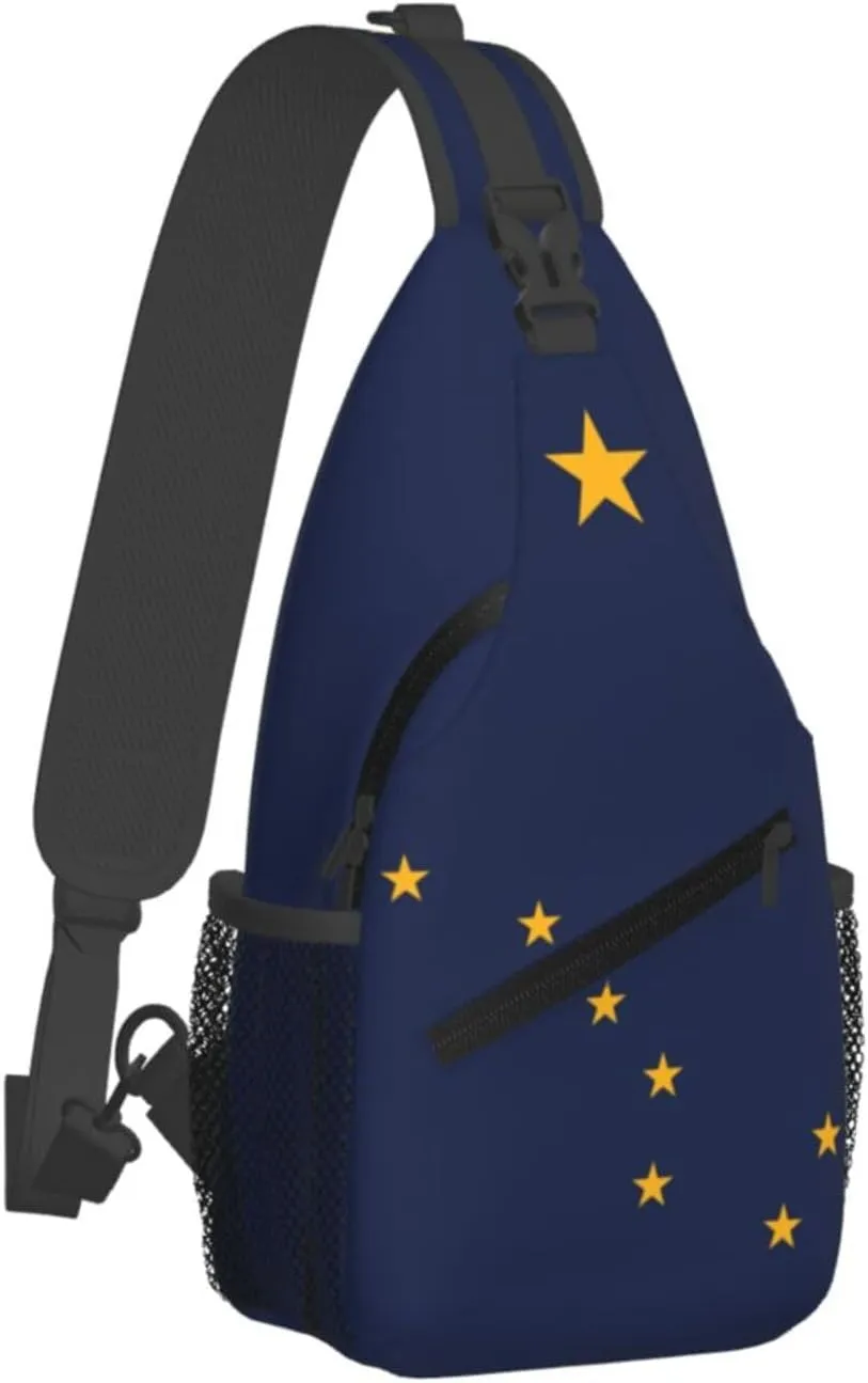 Alaska Crossbody Sling Bag For Women Men State Of Alaska Flag Chest Bag Shoulder Bag Sling Backpack Casual Travel Hiking Daypack