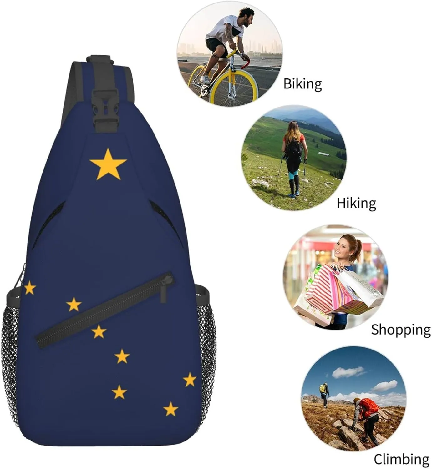 Alaska Crossbody Sling Bag For Women Men State Of Alaska Flag Chest Bag Shoulder Bag Sling Backpack Casual Travel Hiking Daypack