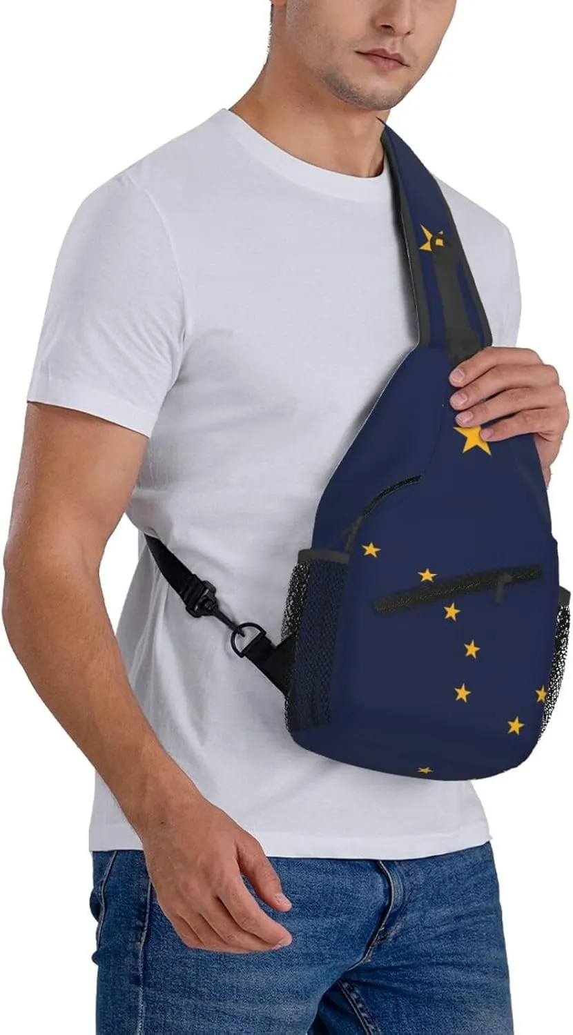 Alaska Crossbody Sling Bag For Women Men State Of Alaska Flag Chest Bag Shoulder Bag Sling Backpack Casual Travel Hiking Daypack