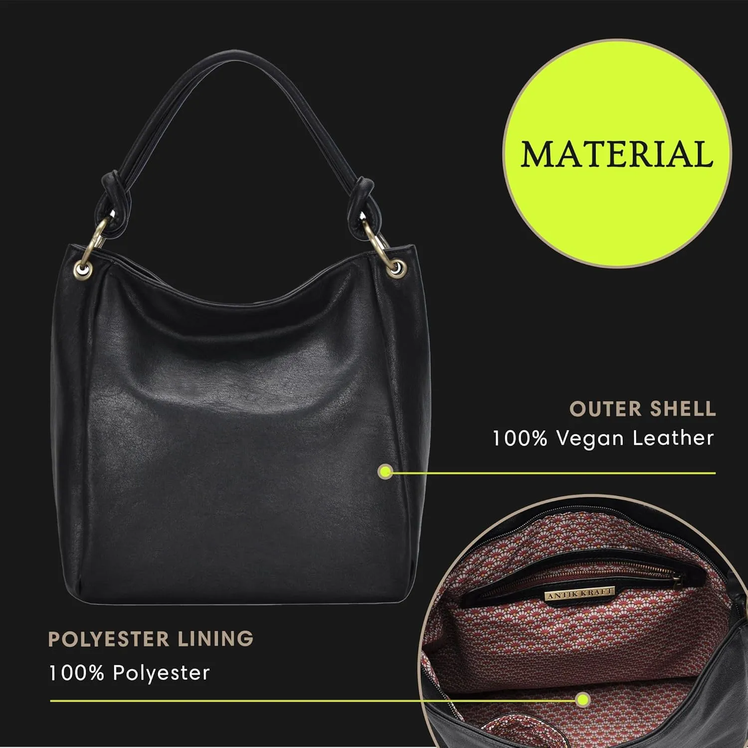 Amara Hobo | Top Handle Hobo Satchel, Soft Distressed Vegan Leather Handbag or Purse | 17" L x 5.25" W x 14" H
