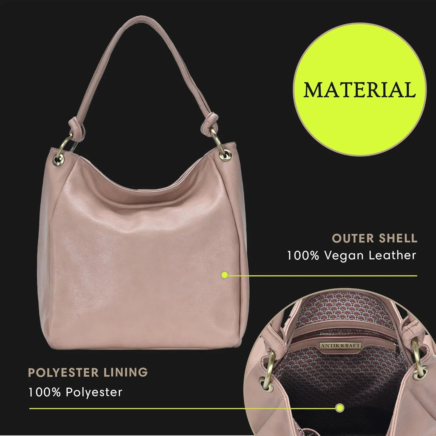 Amara Hobo | Top Handle Hobo Satchel, Soft Distressed Vegan Leather Handbag or Purse | 17" L x 5.25" W x 14" H