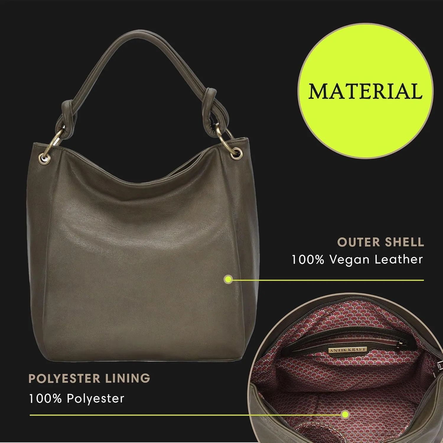 Amara Hobo | Top Handle Hobo Satchel, Soft Distressed Vegan Leather Handbag or Purse | 17" L x 5.25" W x 14" H