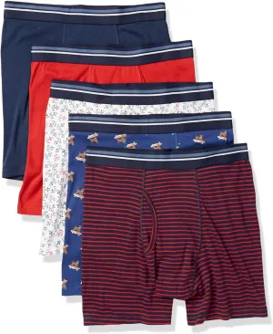 Amazon Essentials Men's Underwear Boxer Briefs, Comfortable Cotton, Tag-Free, Pack of 5