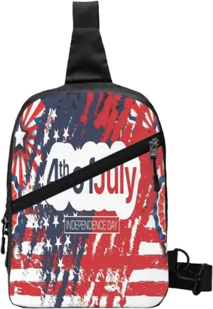 American Flag Portable Sling Bags Packable Crossbody Bag Foldable Sport Daypack Reusable Shoulder Backpack Diagonally Chest Bag for Workout Travel