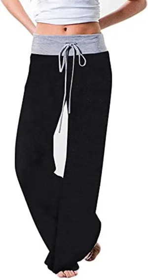 AMiERY Women's Comfy Casual Pajamas Pant Floral Printed High Waist Wide Legs Lounge Pants Trousers