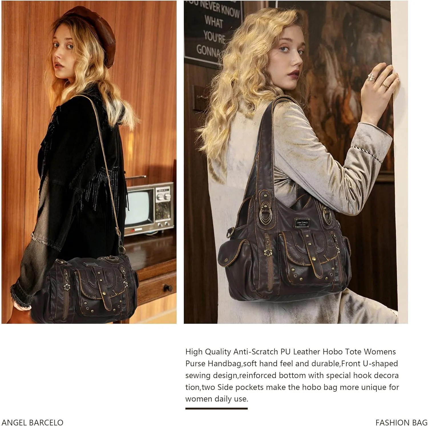 Angel Barcelo Hobo Bag for Women Crossbody Purse and Handbags Shoulder Bags