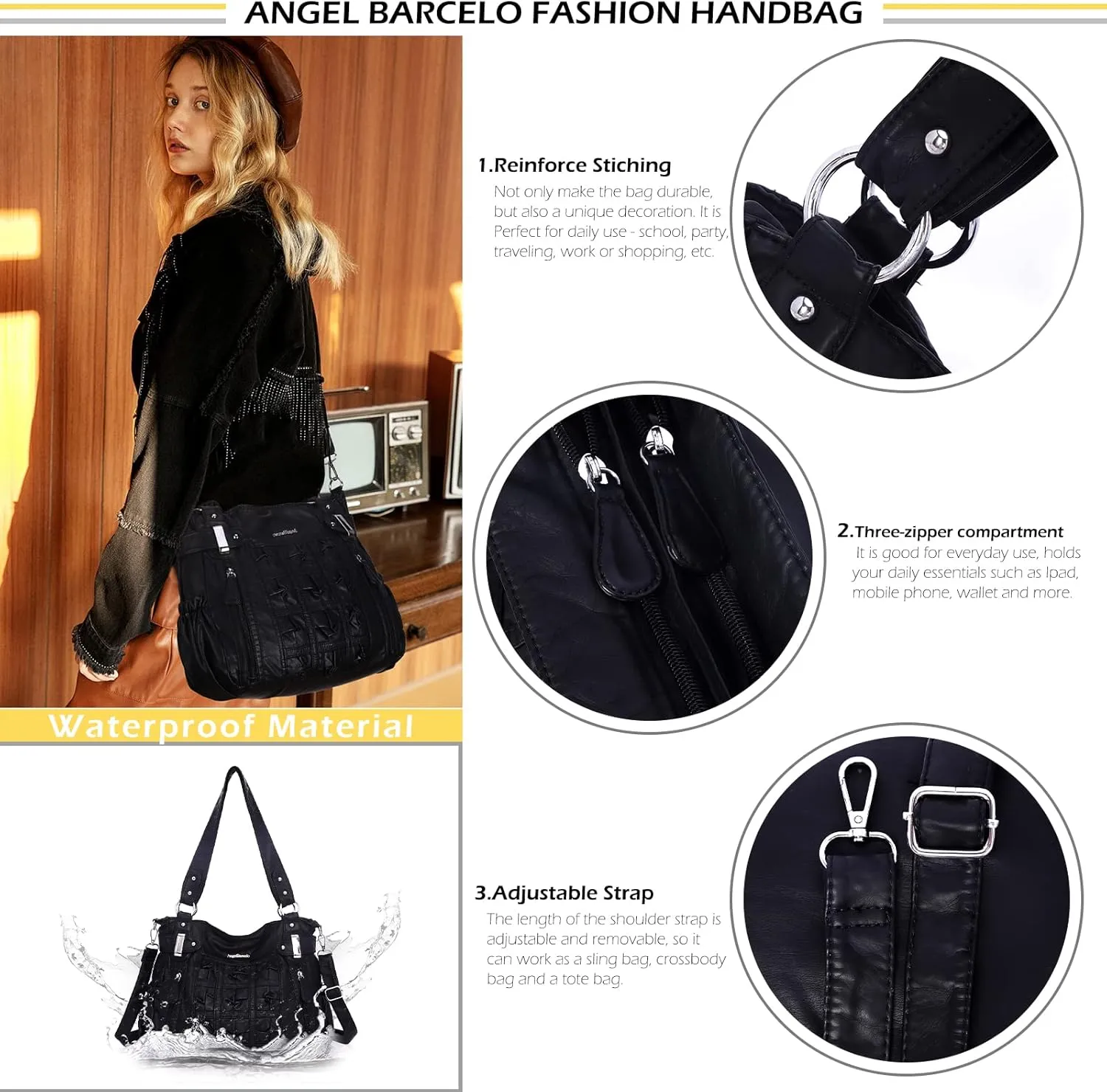 Angel Barcelo Hobo Purses and handbags for Women Satchel Handbag Women Fashion Purses Large Shoulder Handbags