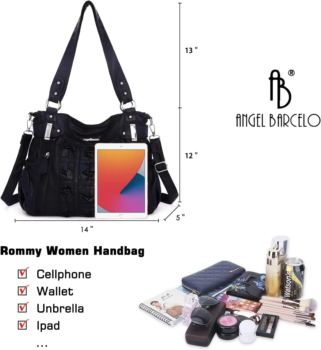 Angel Barcelo Hobo Purses and handbags for Women Satchel Handbag Women Fashion Purses Large Shoulder Handbags